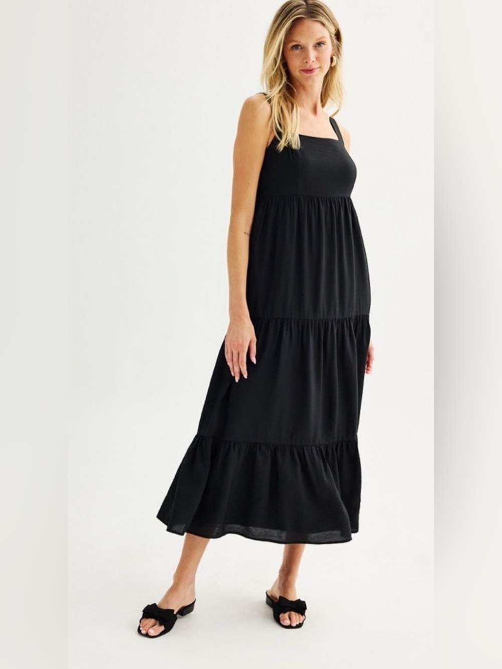 Nine West Black Tiered Maxi Dress, Size XL